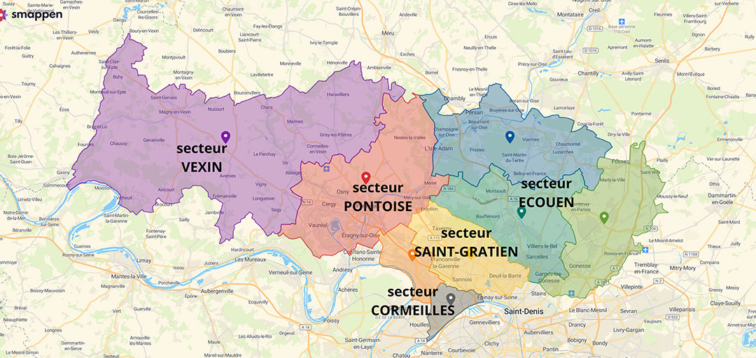 Carte agences Val d'Oise